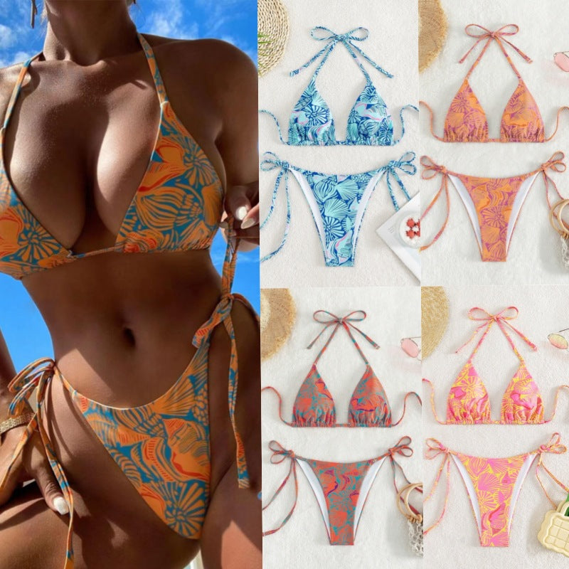 Two-Piece flowered high waist bikini
