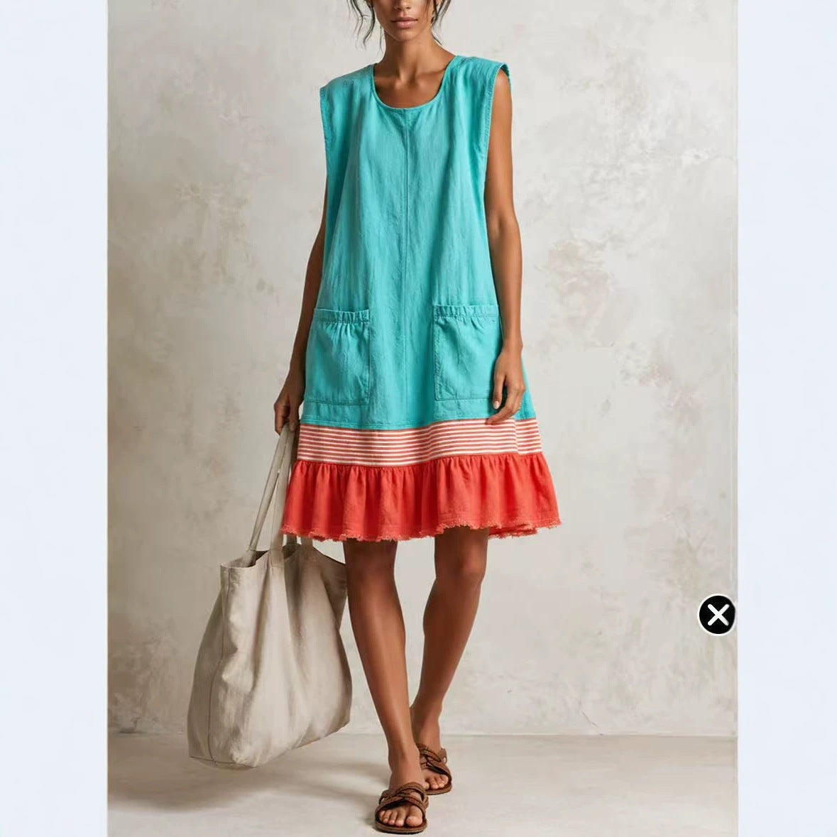 Elegant U-Neck Fitted Ruffle Dress