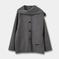 Casa Double-Faced Wool Scarf-Style Short Coat Jacket Loose Neck Warmer Outerwear for Women