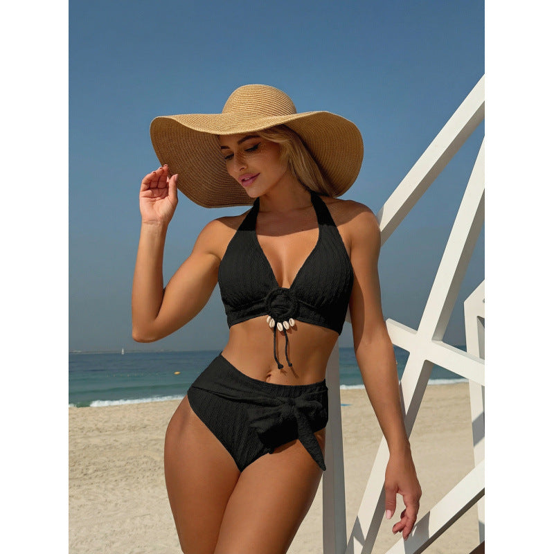Shell Beach Special Fabric High Waist Split Swimsuit