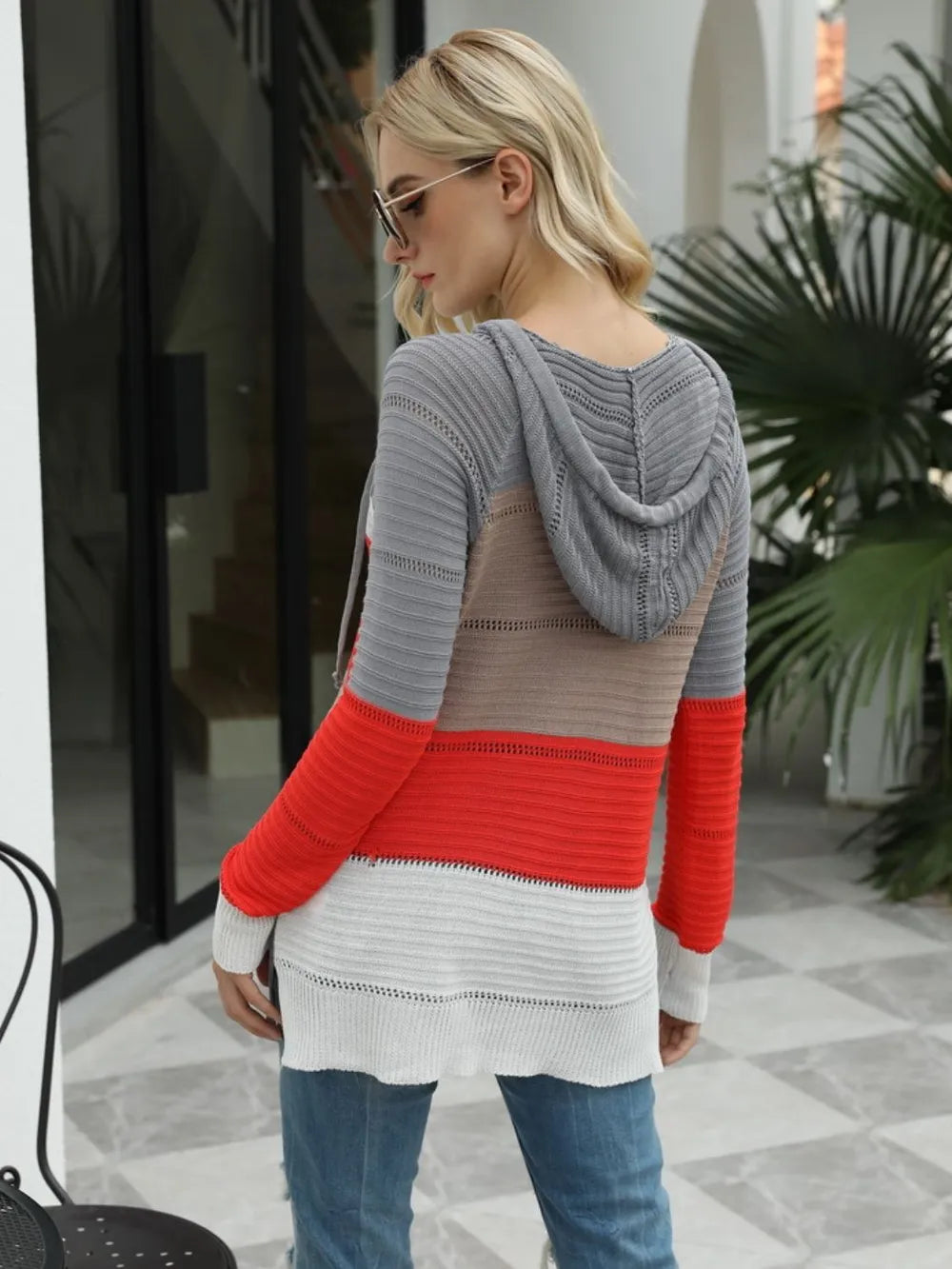 Long sleeved loose colored striped pullover top
