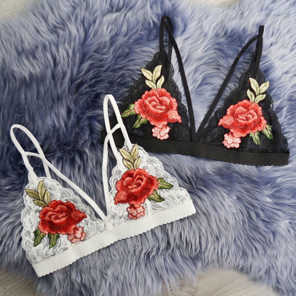 Sexy Embroidered Flowers Lingerie Dress Deep V-neck Bikini Women