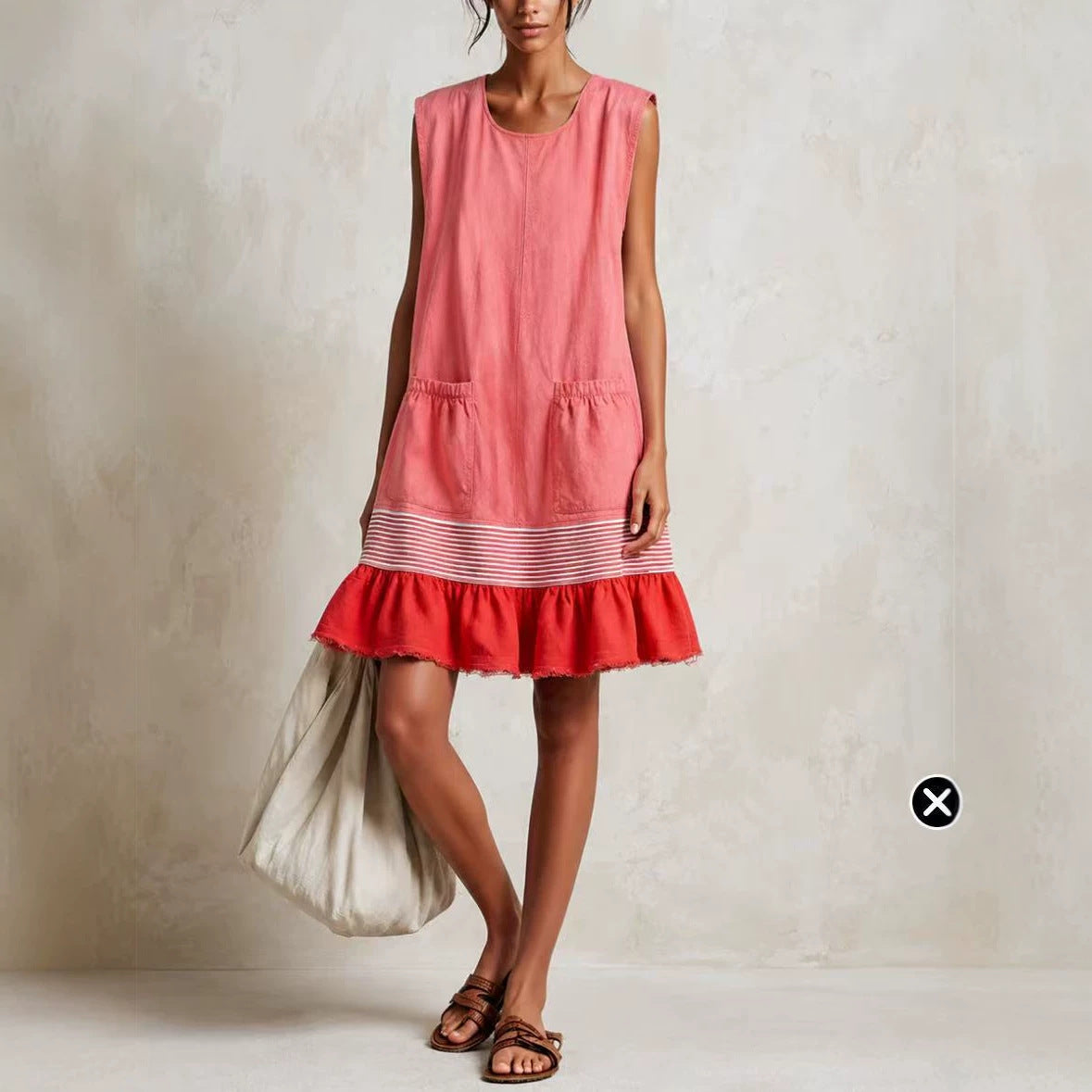 Elegant U-Neck Fitted Ruffle Dress