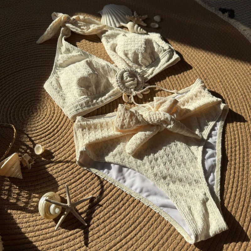 Shell Beach Special Fabric High Waist Split Swimsuit