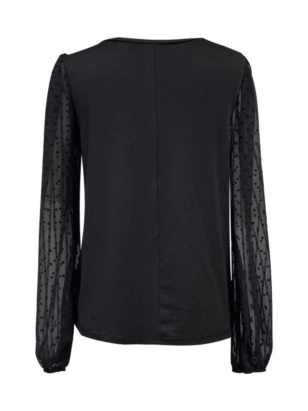Black solid color V-neck fashionable versatile patchwork long sleeve top