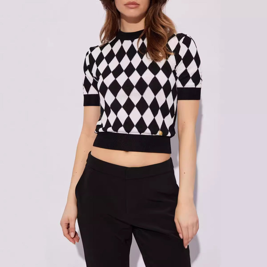 iamond grid age reducing shirt top knitwear