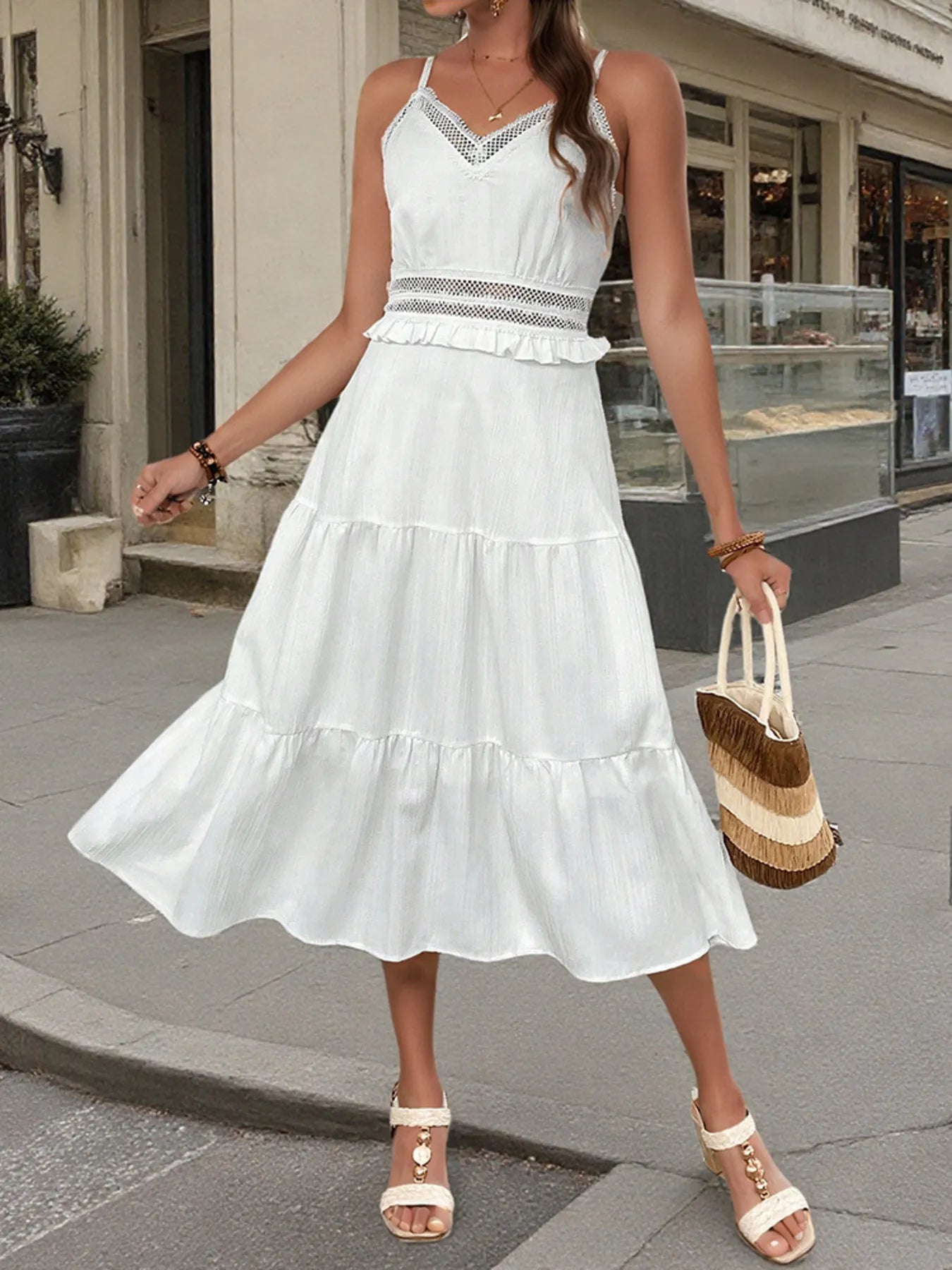 tiered midi dress