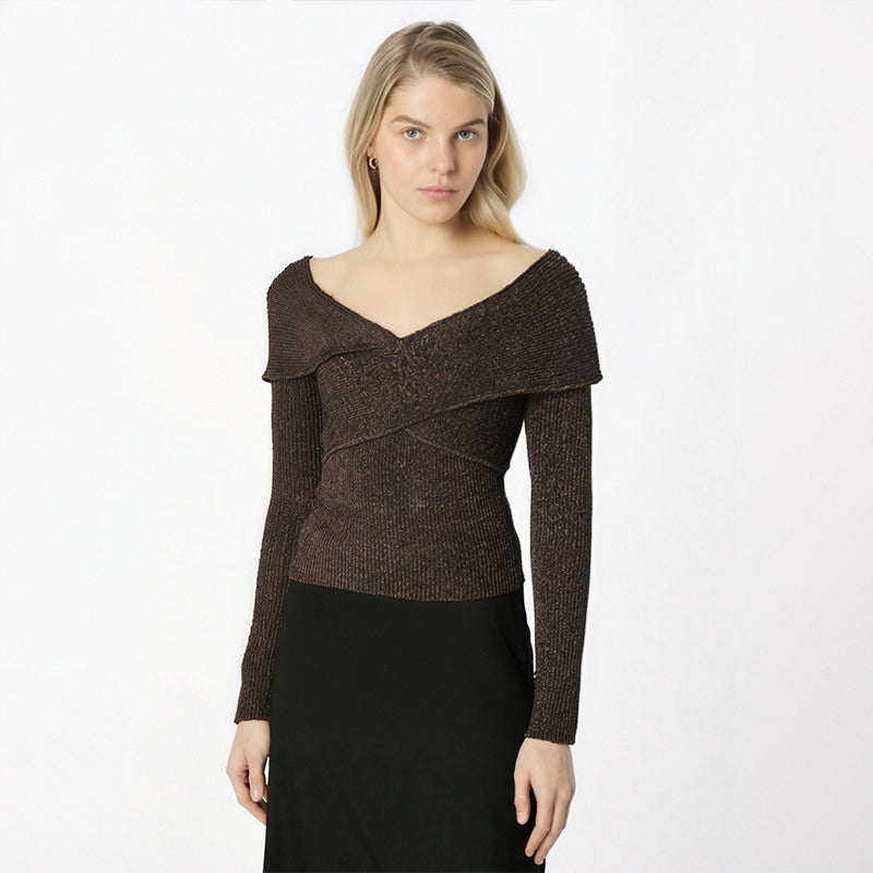 knitted sweater slim fit long-sleeved and cropped top