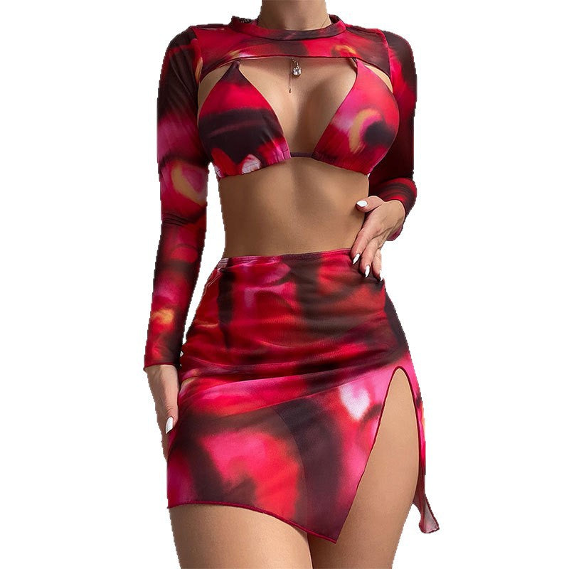 Style Tie-Dye Three-Piece Bikini Swimwear Set
