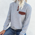Textured Grey Pullover with Brown Button Detail