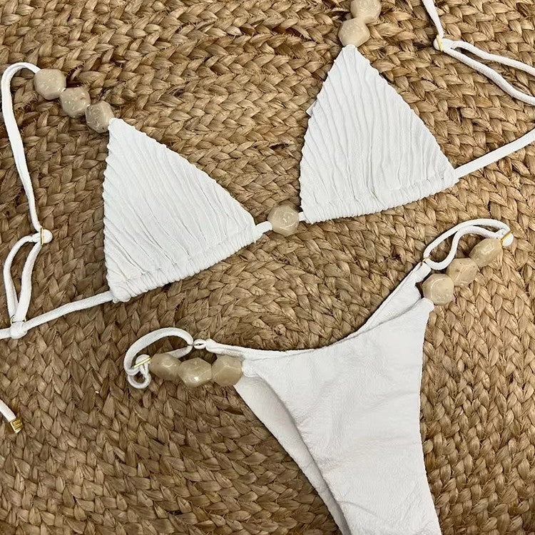 Sexy Triangle Low-Waist Bikini with Drawstring for Women