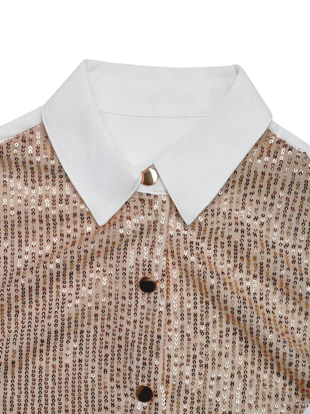 Sequin Contrast Long Sleeve Shirt