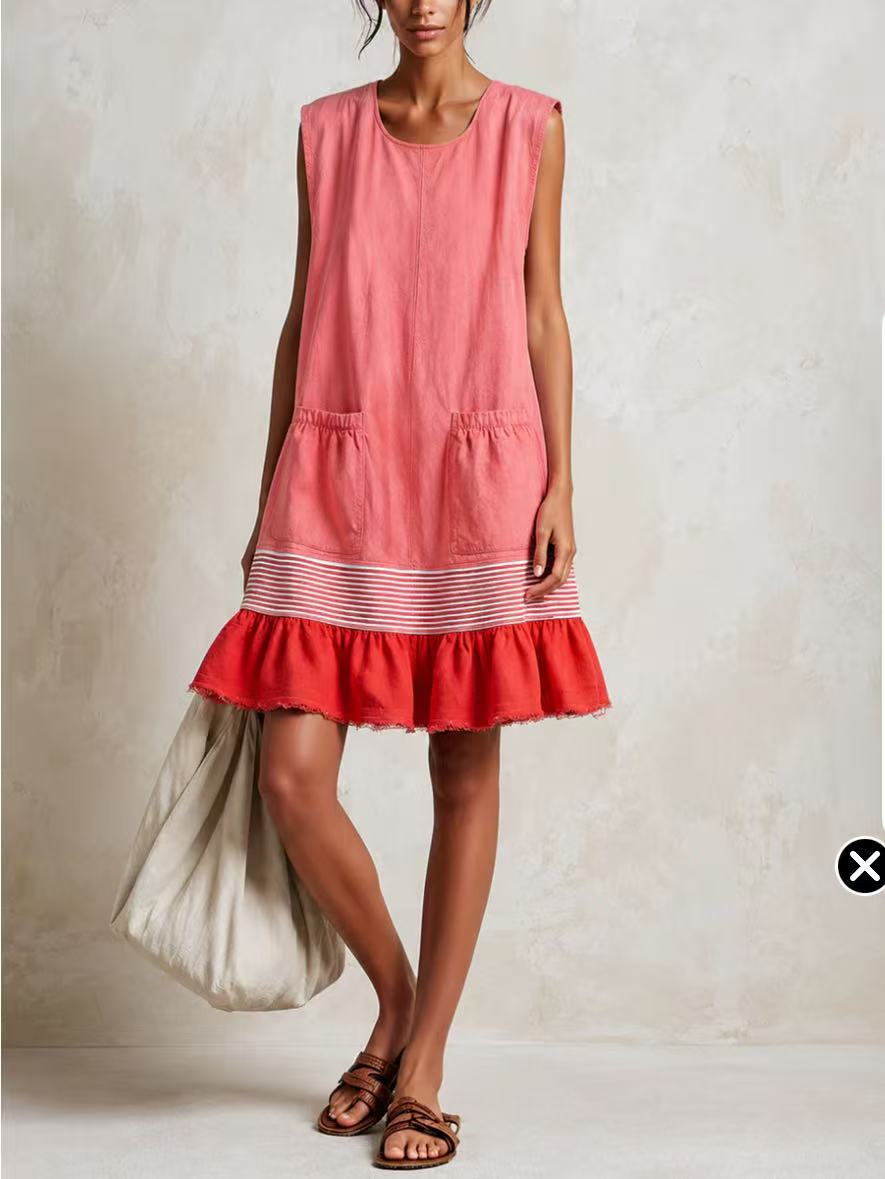 Elegant U-Neck Fitted Ruffle Dress