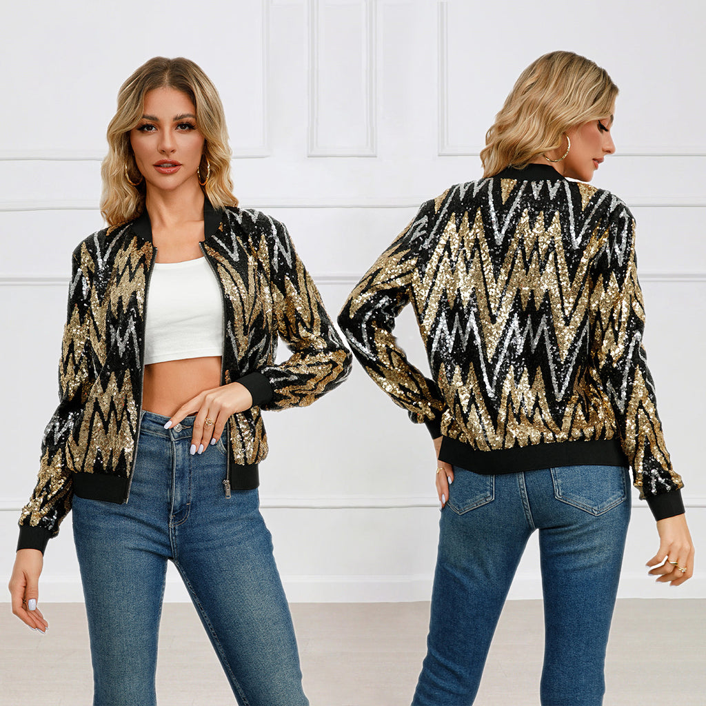 Long sleeved  sequined jacket
