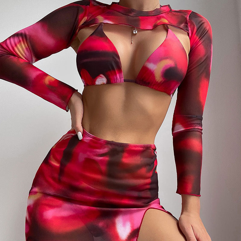 Style Tie-Dye Three-Piece Bikini Swimwear Set