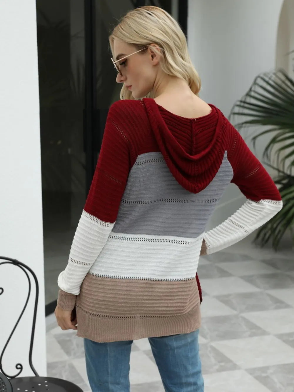 Long sleeved loose colored striped pullover top