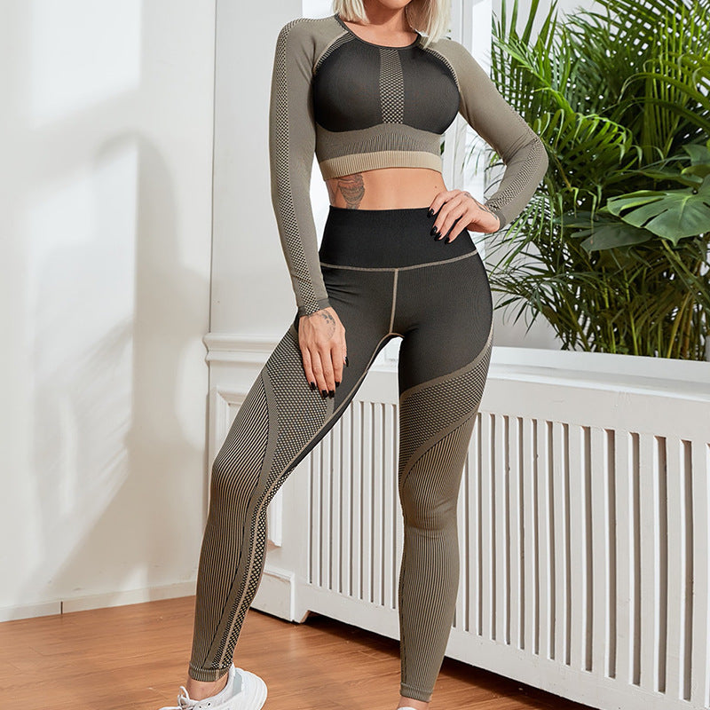 Long-Sleeved Tight Fitting High Waist Running Yoga Suit