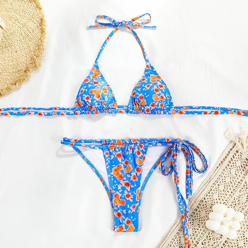 Semi-micro Trianglar floral Strap Bikini