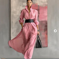 Cotton and linen high waist wide leg dress