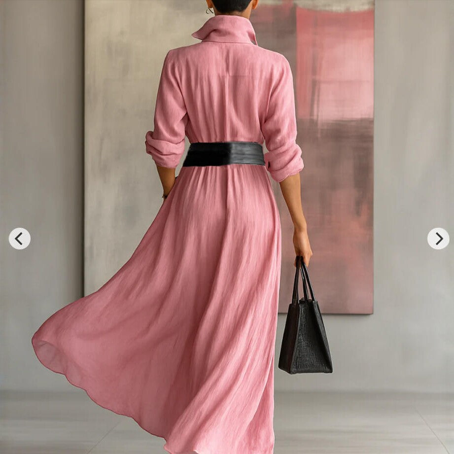 Cotton and linen high waist wide leg dress