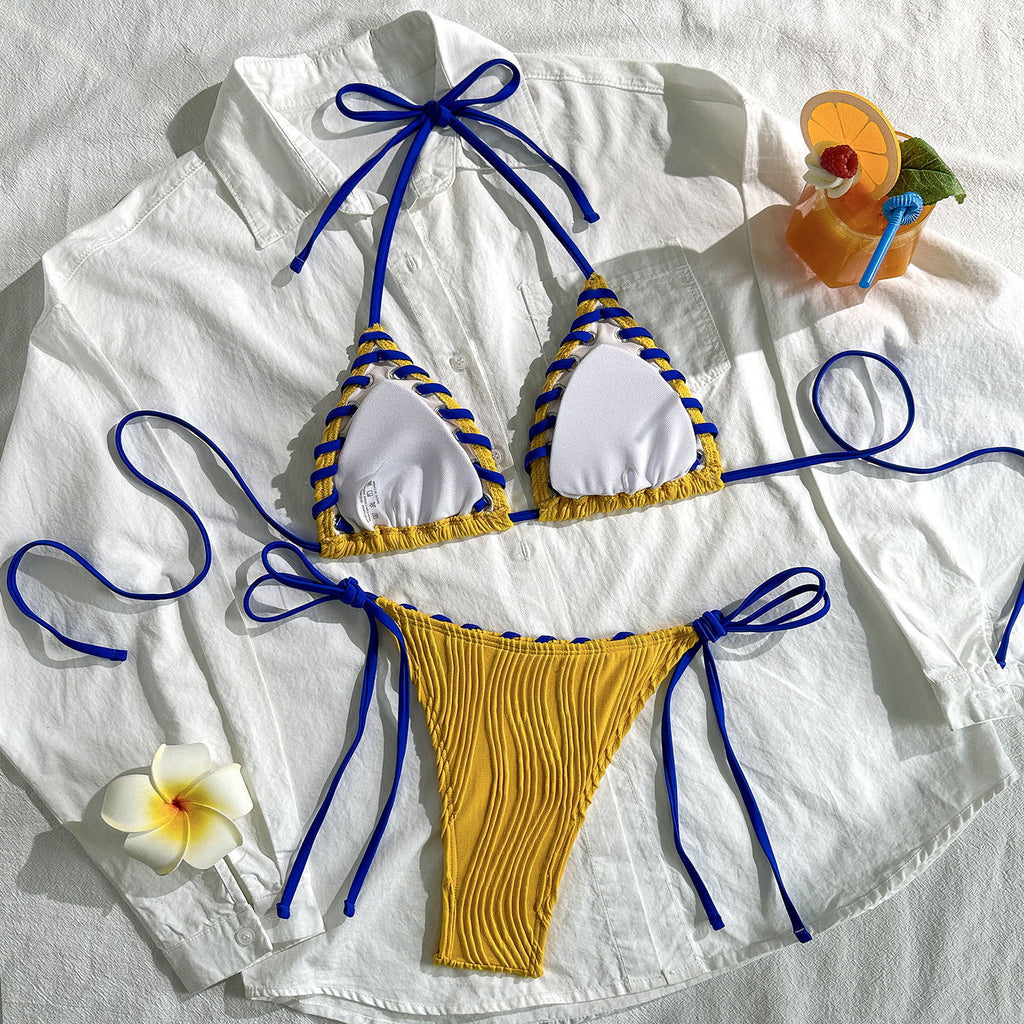 Solid color strap bikini