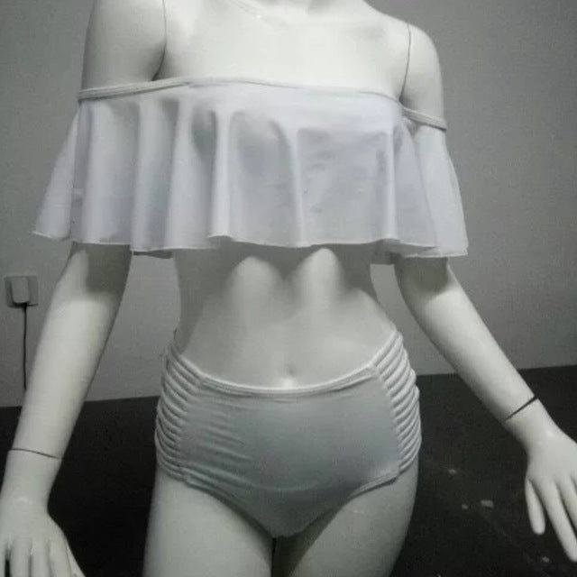 Mujer Ruffle Push Up High Waist Bikini