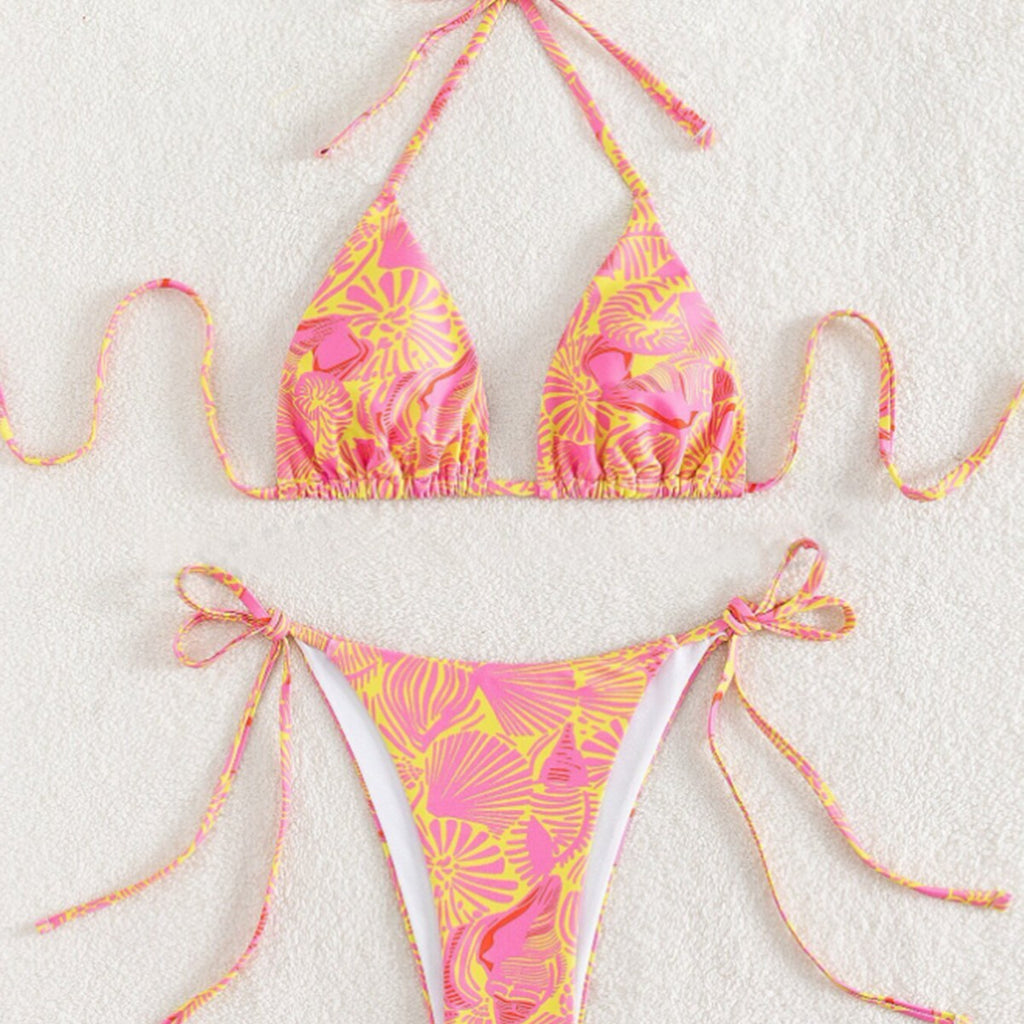Two-Piece flowered high waist bikini