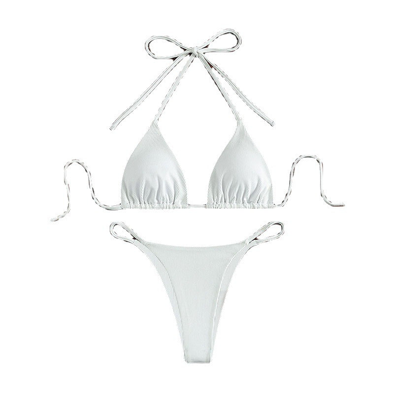 Hanging neck tie bikini swimsuit