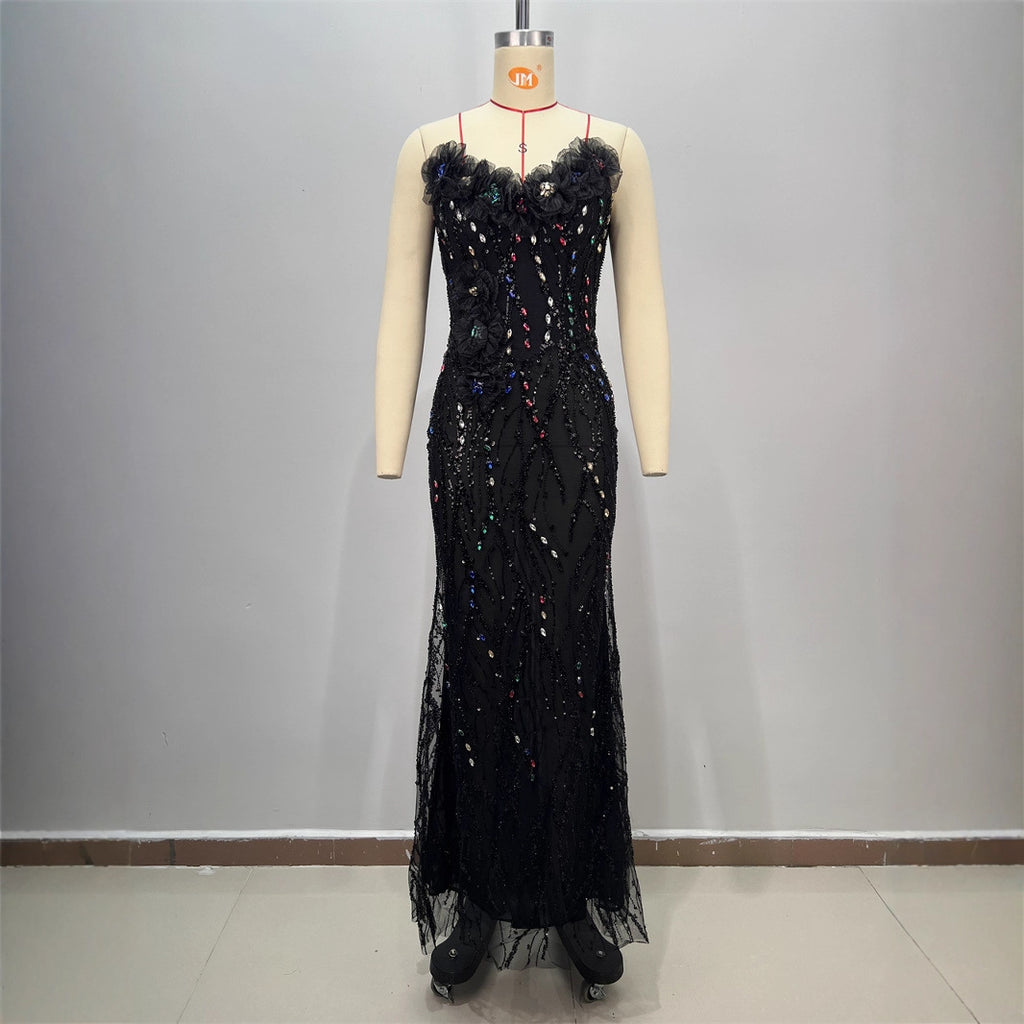 V-Neck Sequin Sheath Dres