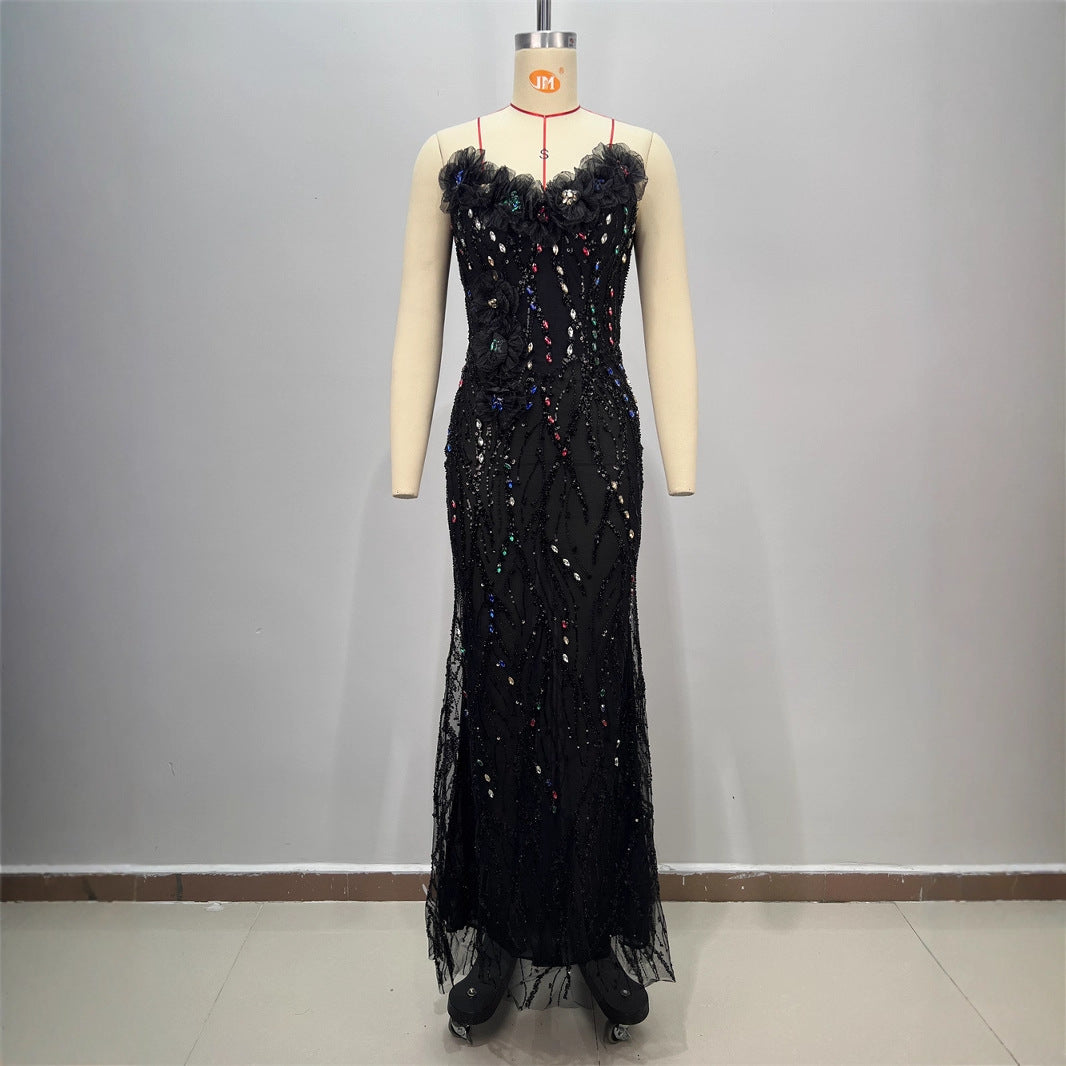 V-Neck Sequin Sheath Dres