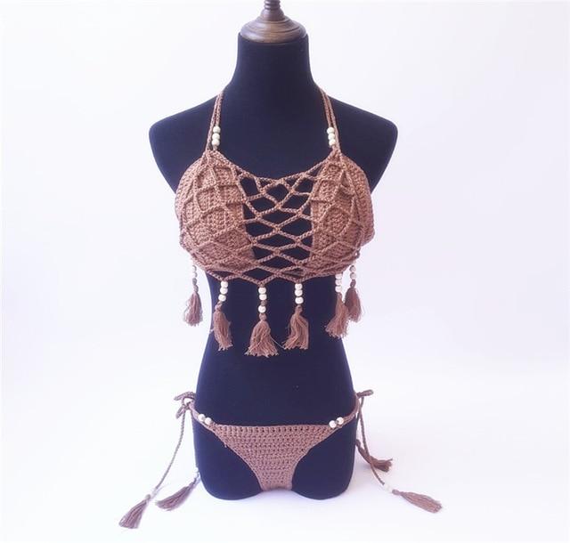 Knitting Swimwear Bikini Crochet VintageLow Waist Bikiny
