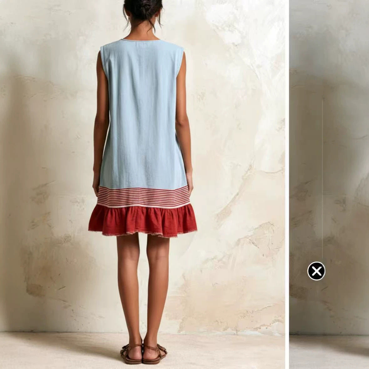 Elegant U-Neck Fitted Ruffle Dress