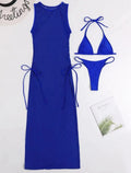 Bikini Swimsuit New Solid Color Sexy Split Swimsuit 3-Piece Set