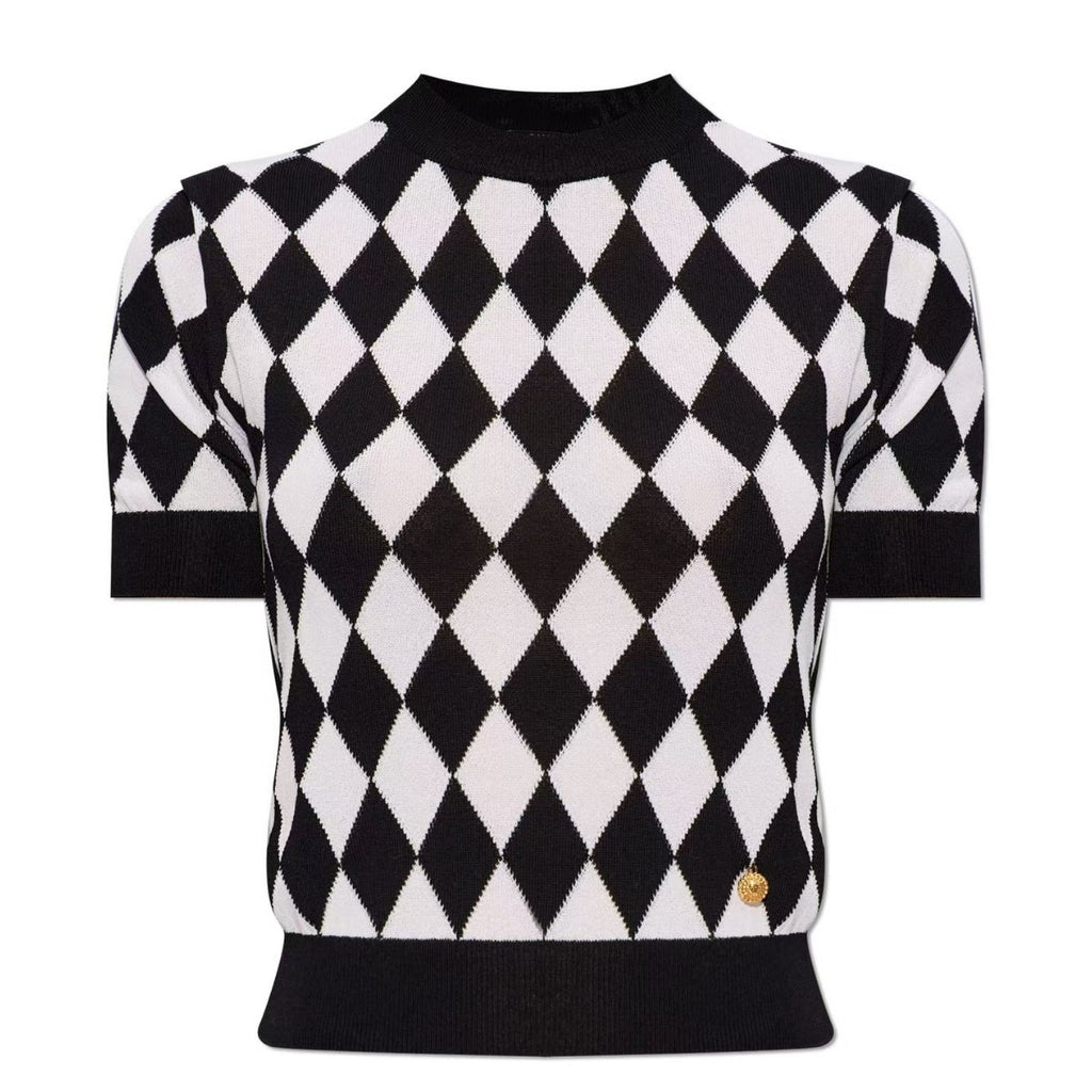 iamond grid age reducing shirt top knitwear