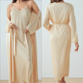 Women's Loose Strap Dress Robe Home Wear Fashion Long Sleep Robe Set