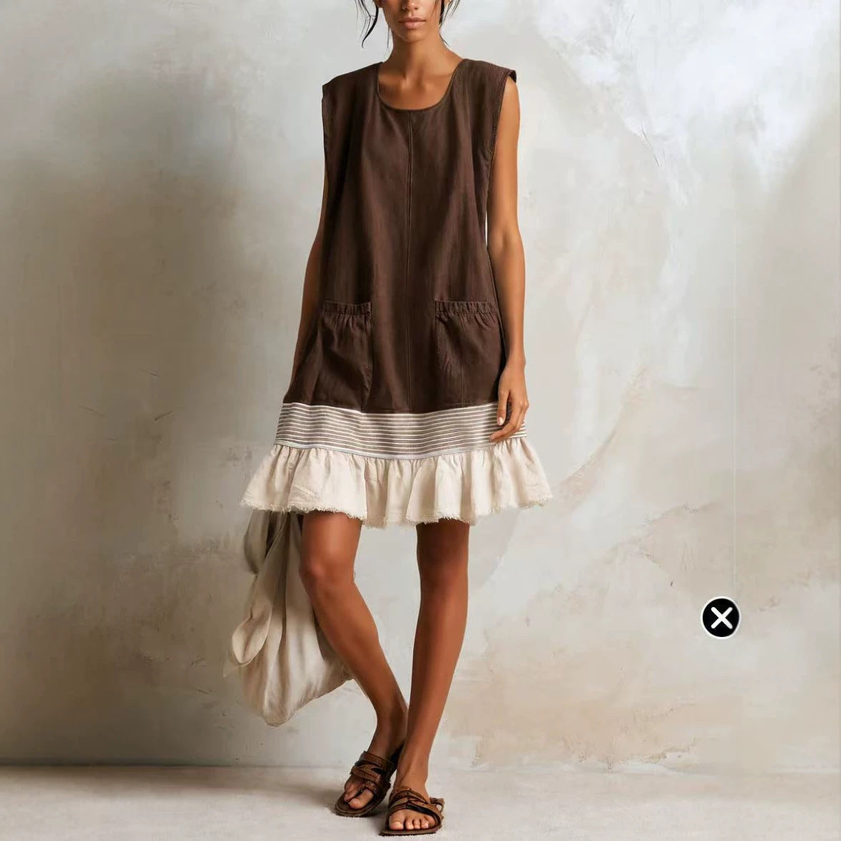 Elegant U-Neck Fitted Ruffle Dress