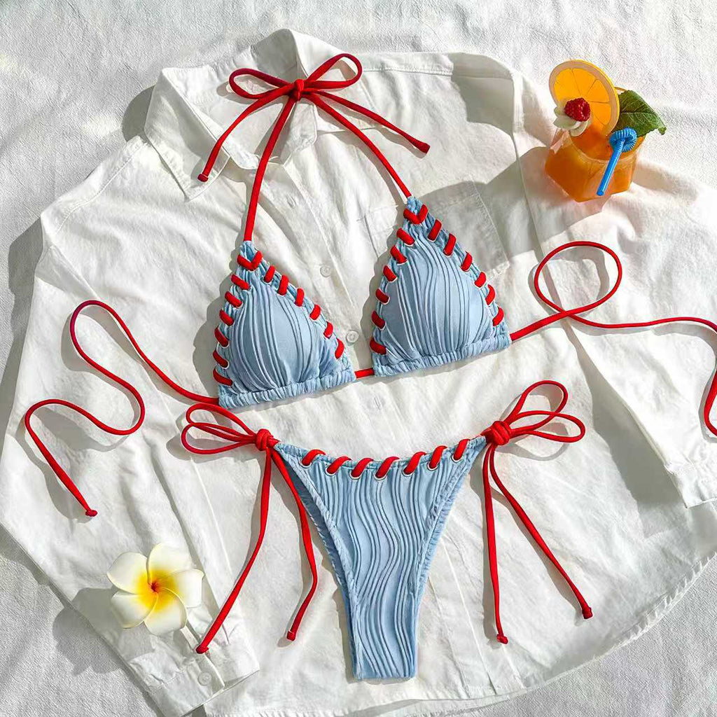 Solid color strap bikini
