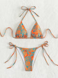 Two-Piece flowered high waist bikini