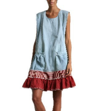 Elegant U-Neck Fitted Ruffle Dress