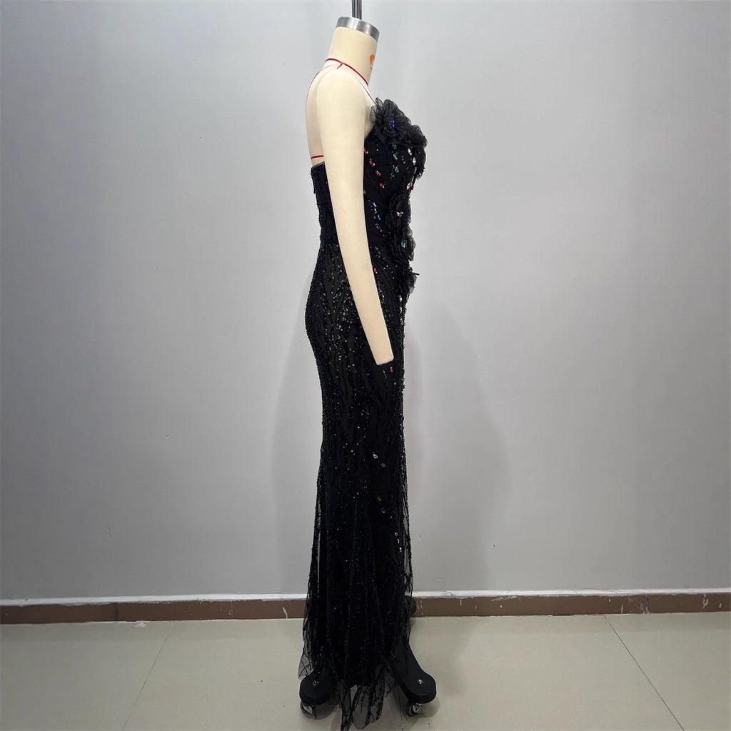 V-Neck Sequin Sheath Dres