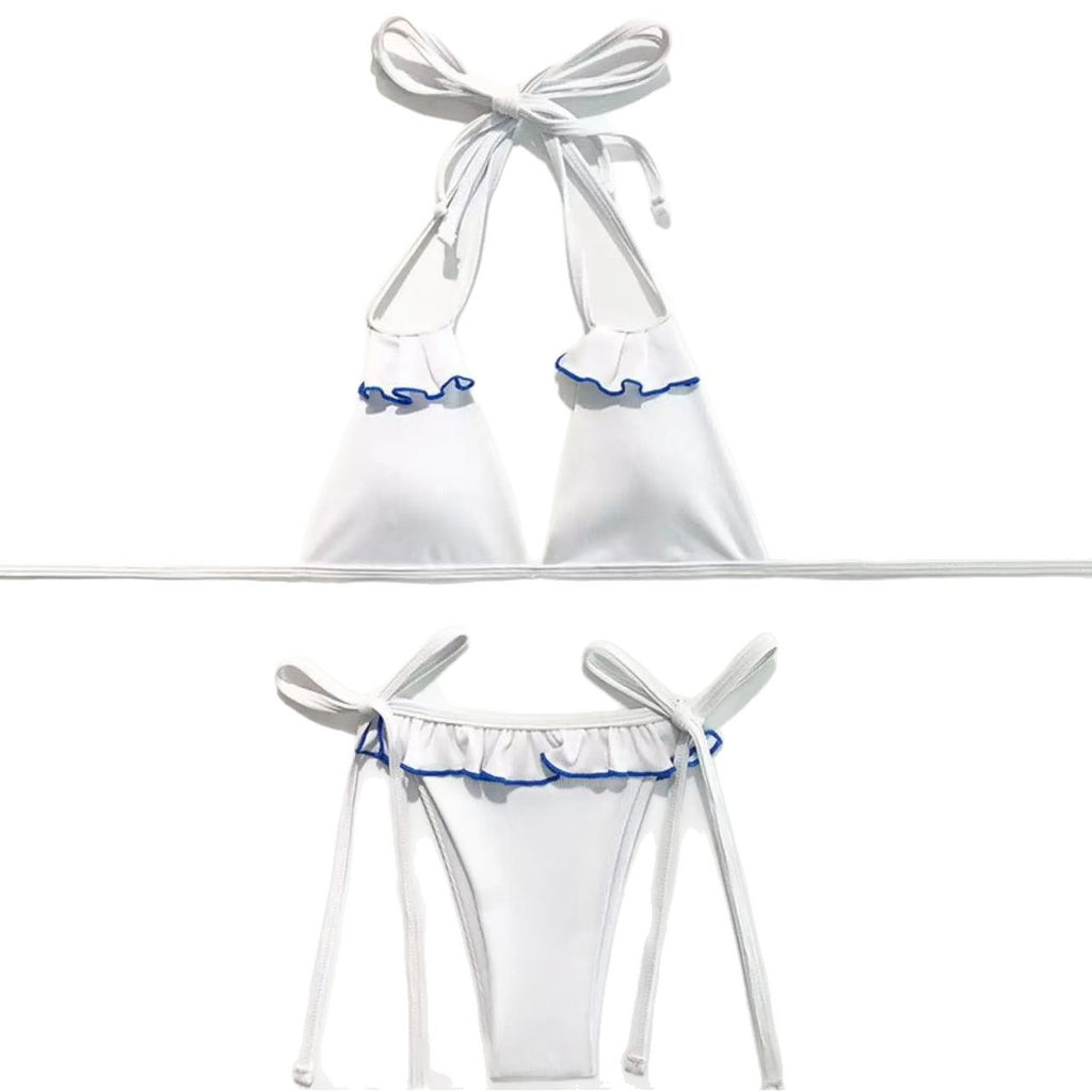 Push-Up Lace Uniform Style Two-Piece Triangular Bikini for Small and Large Chests