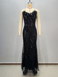 V-Neck Sequin Sheath Dres
