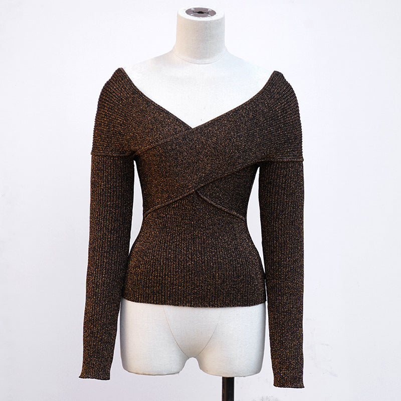 knitted sweater slim fit long-sleeved and cropped top