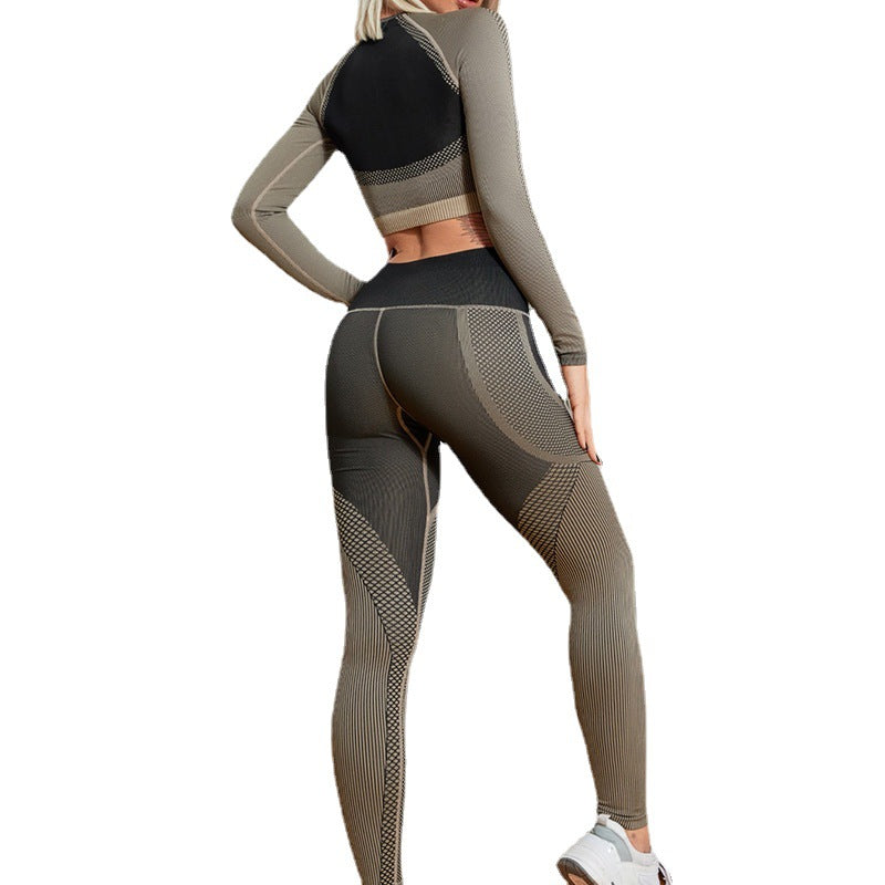 Long-Sleeved Tight Fitting High Waist Running Yoga Suit