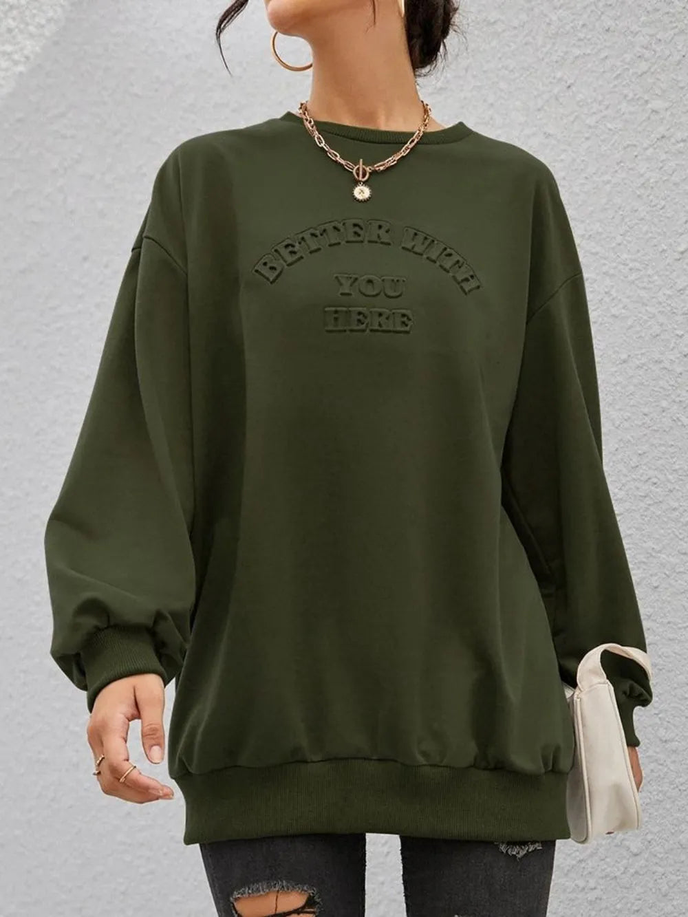 round neck long sleeved Better with you hoodie