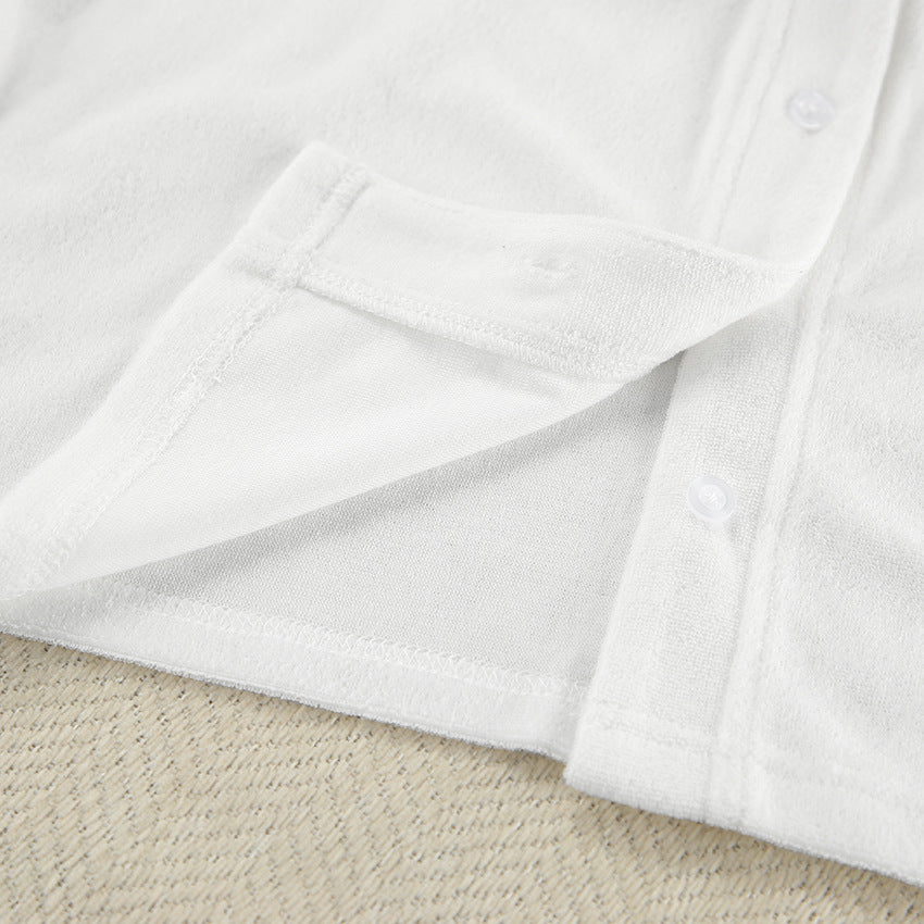 Knitted loose and comfortable casual sleepwear women's long sleeved pants white minimalist home wear