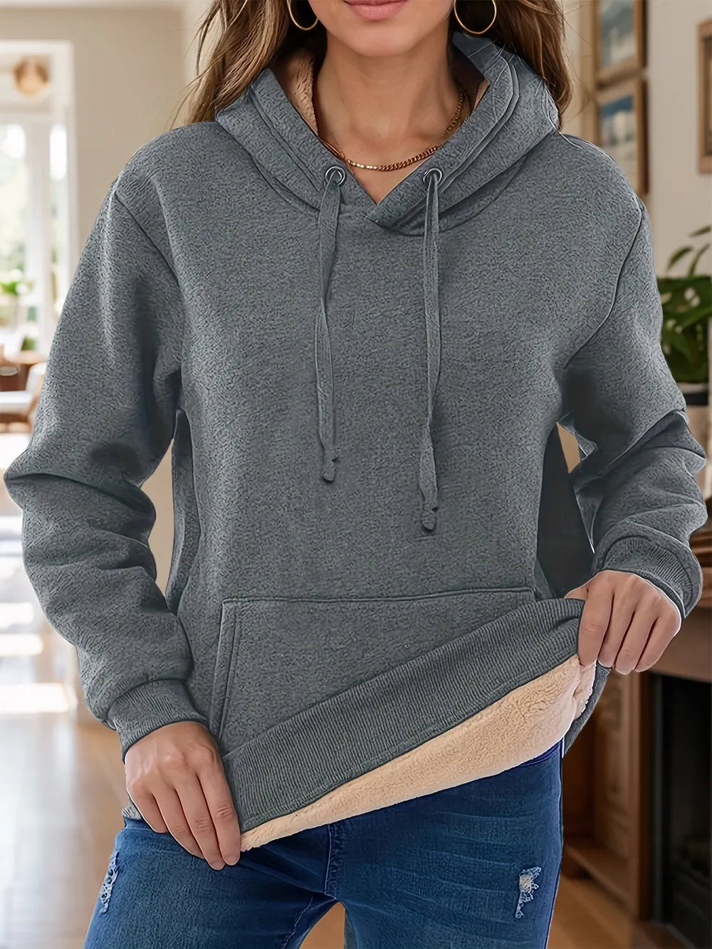 Drawstring Long Sleeve Hoodie