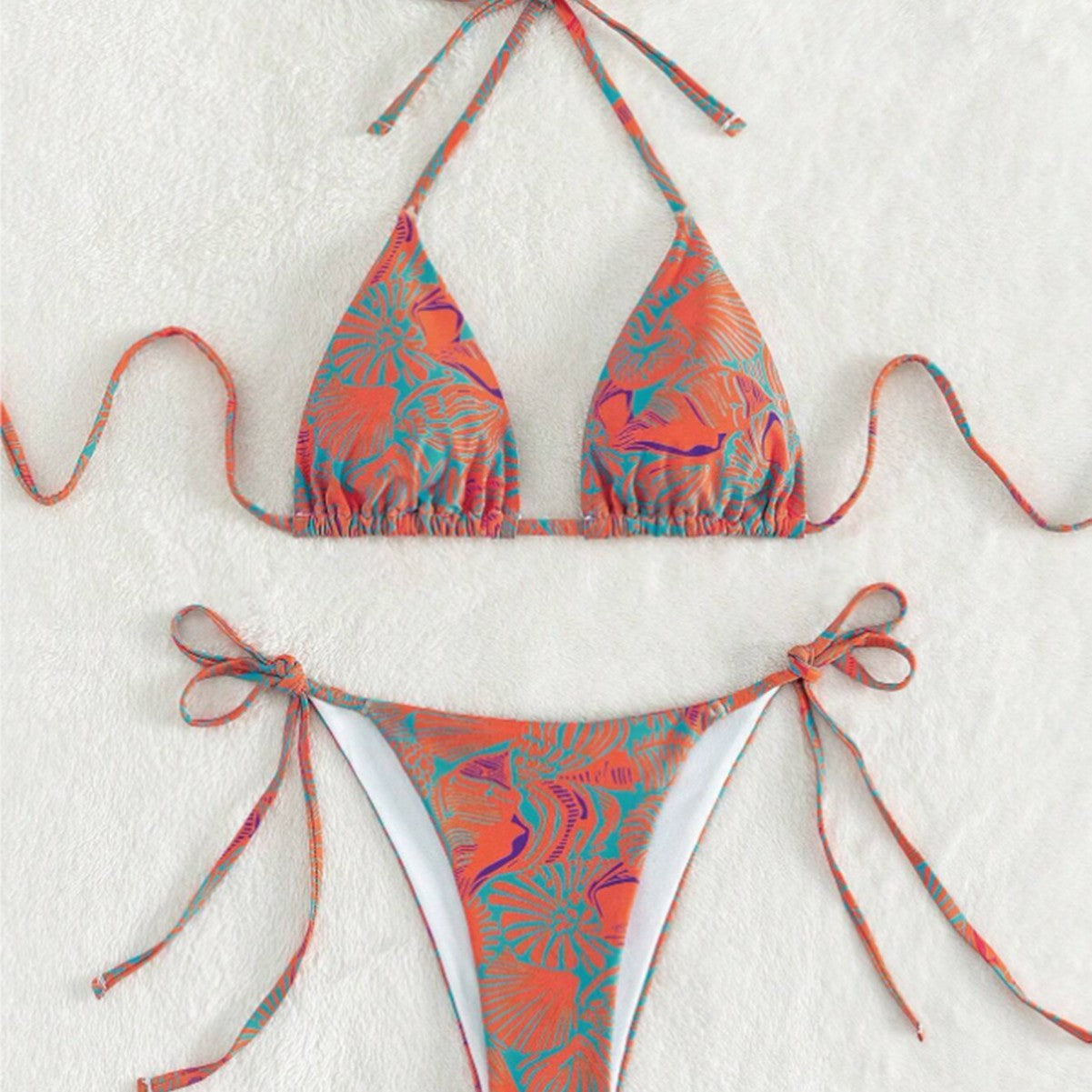 Two-Piece flowered high waist bikini