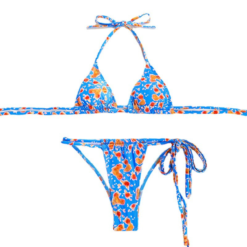 Semi-micro Trianglar floral Strap Bikini